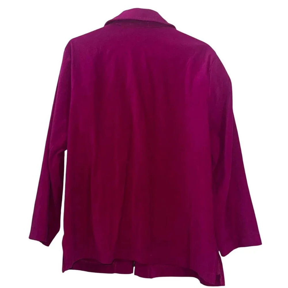 Notations Woman Fuchsia Zip-Up Jacket Size XL Cotton Blend - Picture 2 of 5